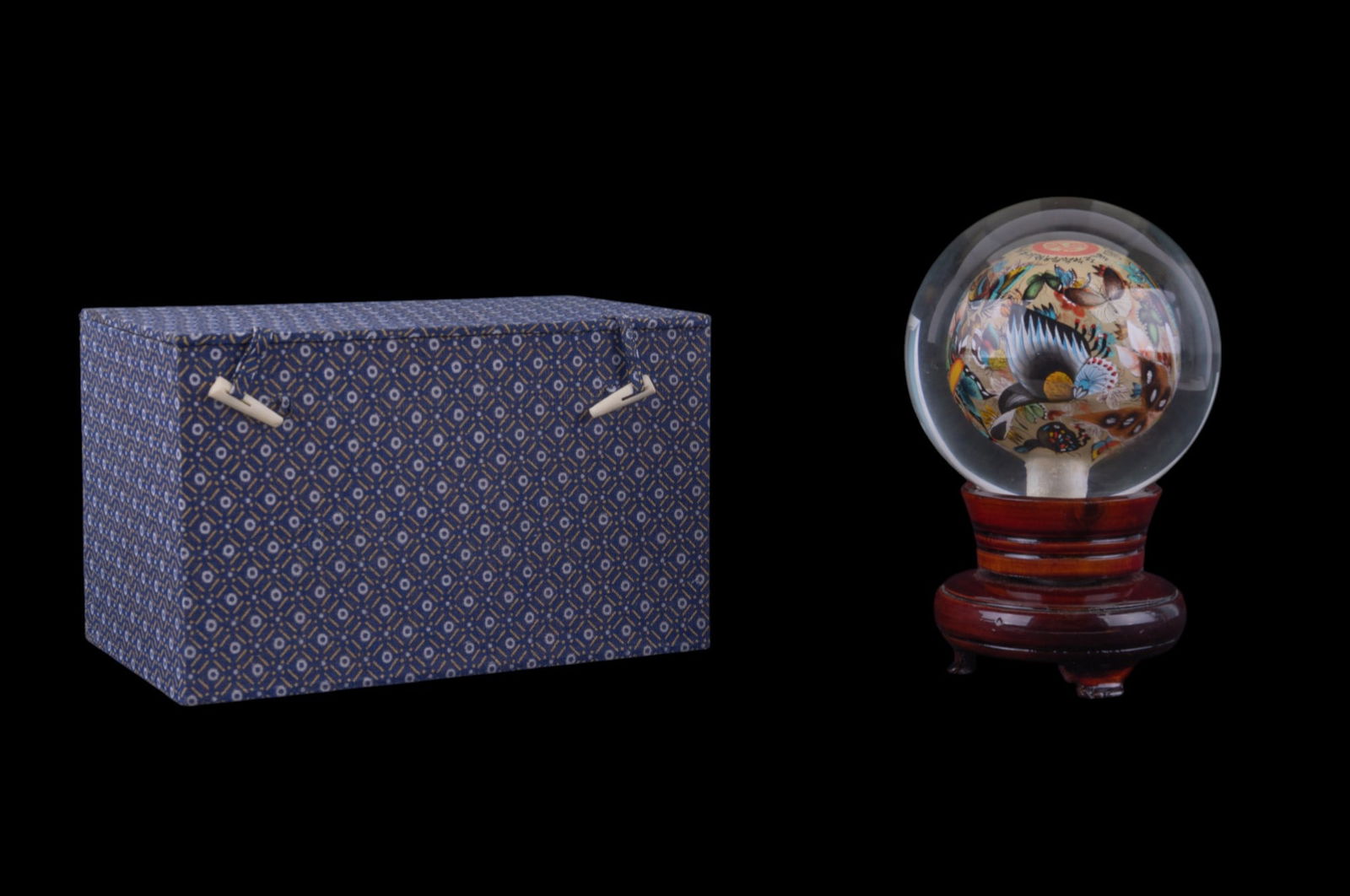 Reverse Painted Glass Ball on Stand w/ Box (1 of 7)