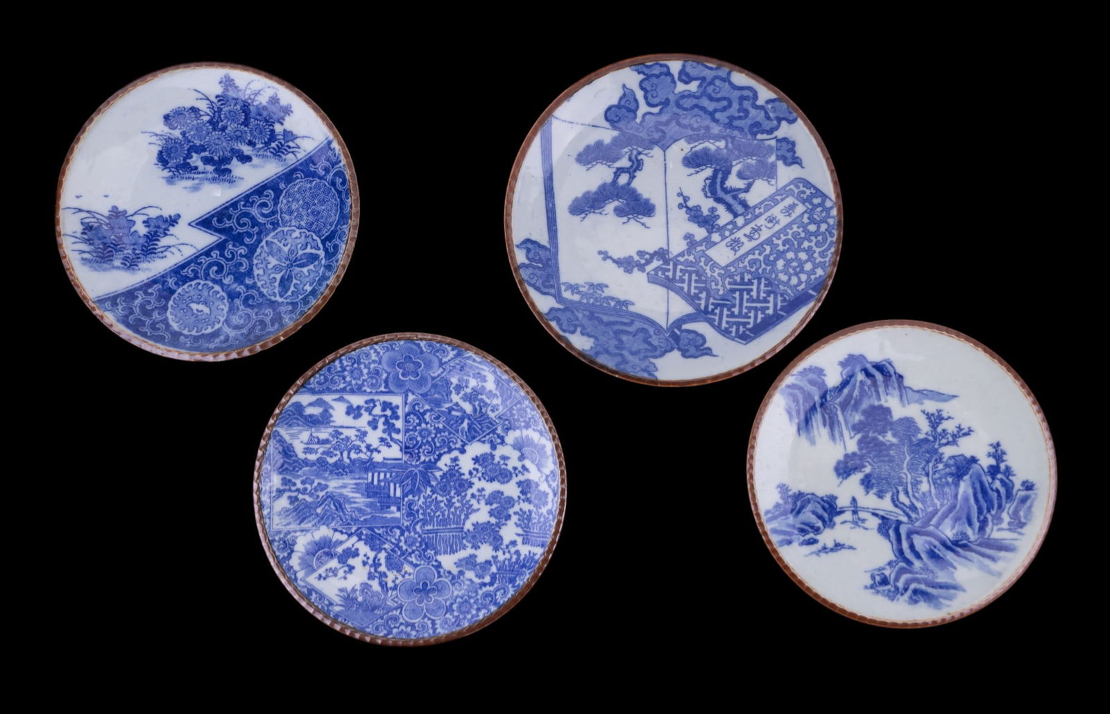 Early 20th C Japanese Blue & White Imari Plates (1 of 4)