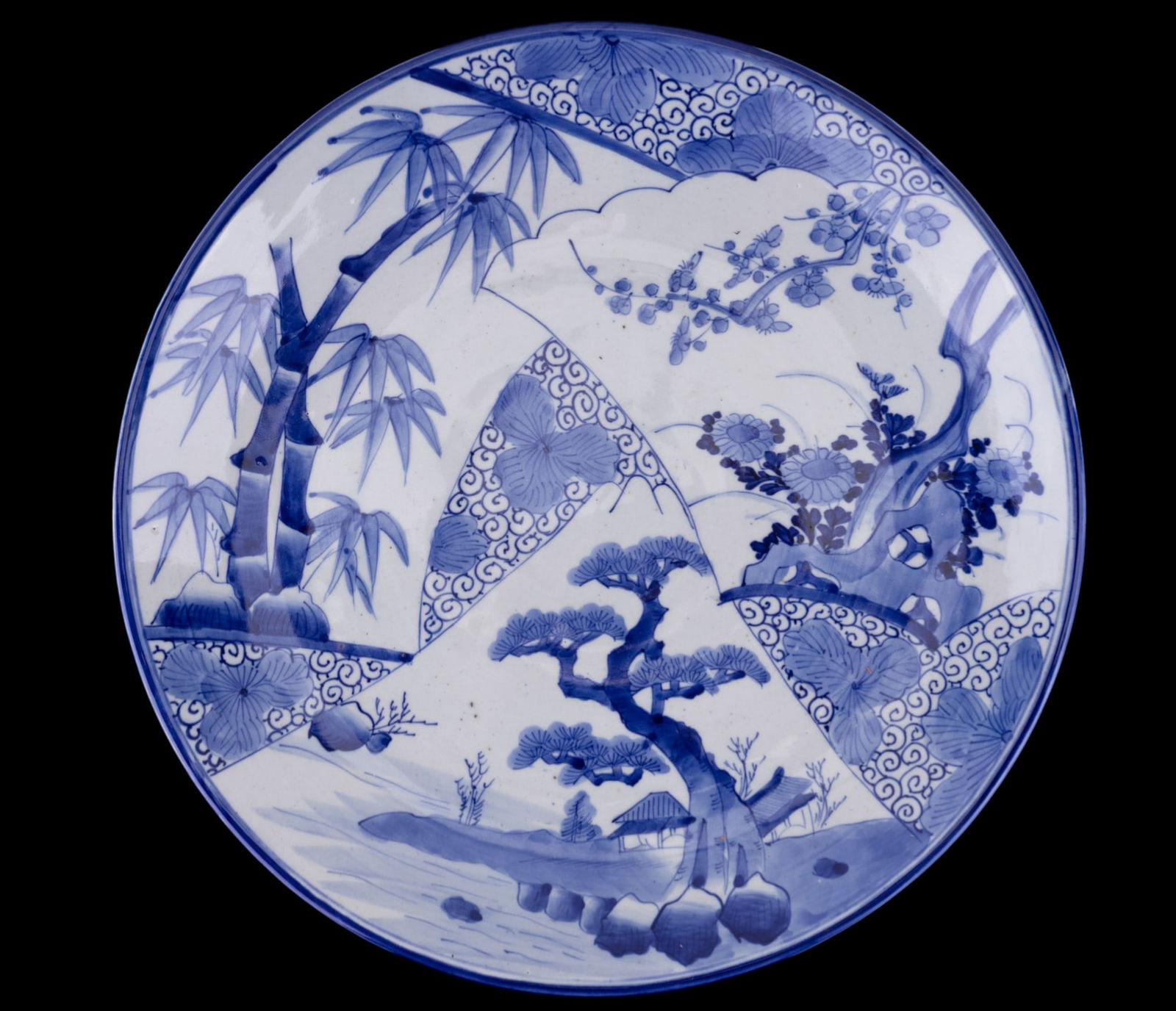 Large Japanese Blue & White Charger Plate (1 of 3)