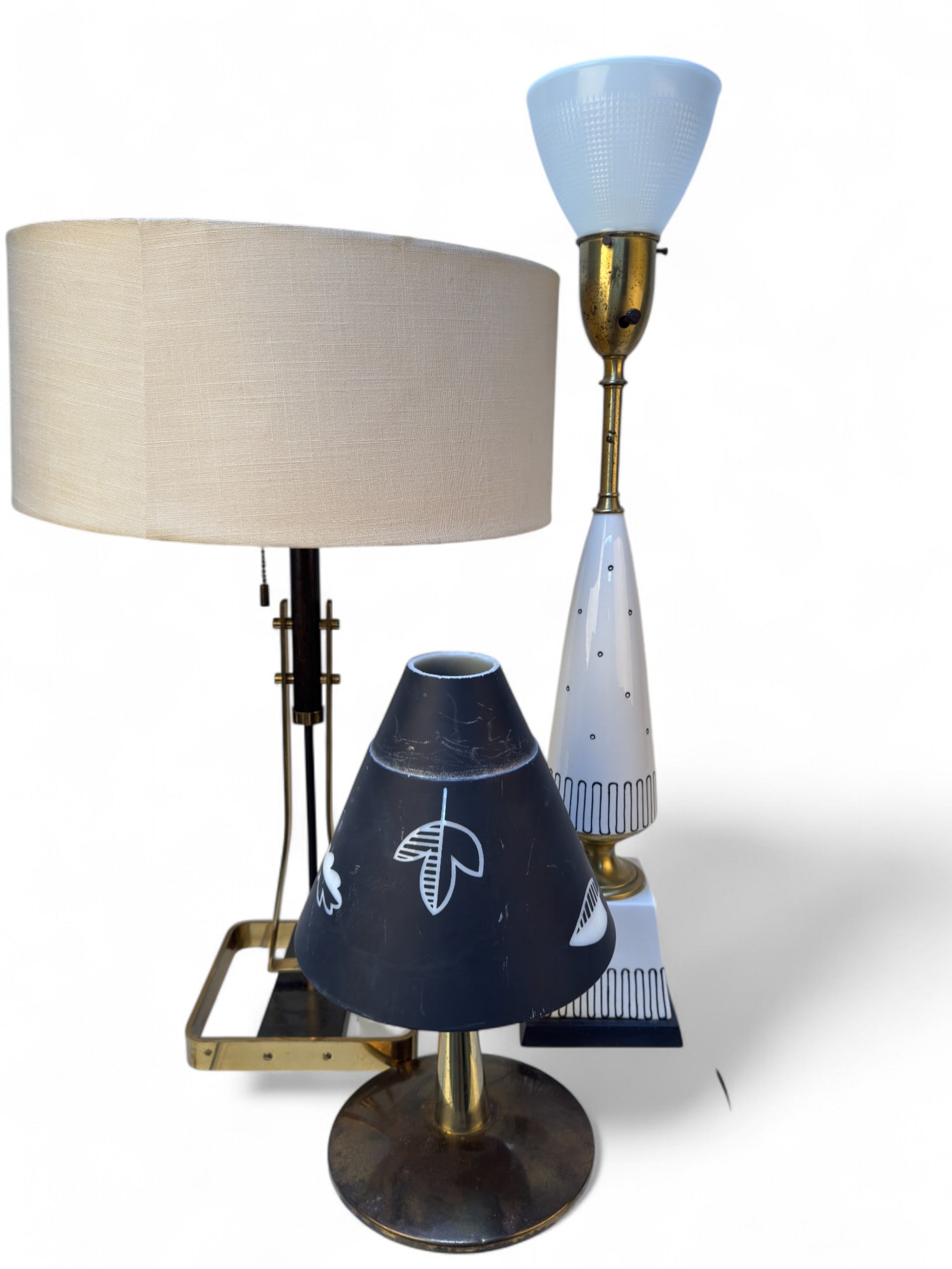 3 Mid-Century Table Lamps w/ Shades (1 of 18)
