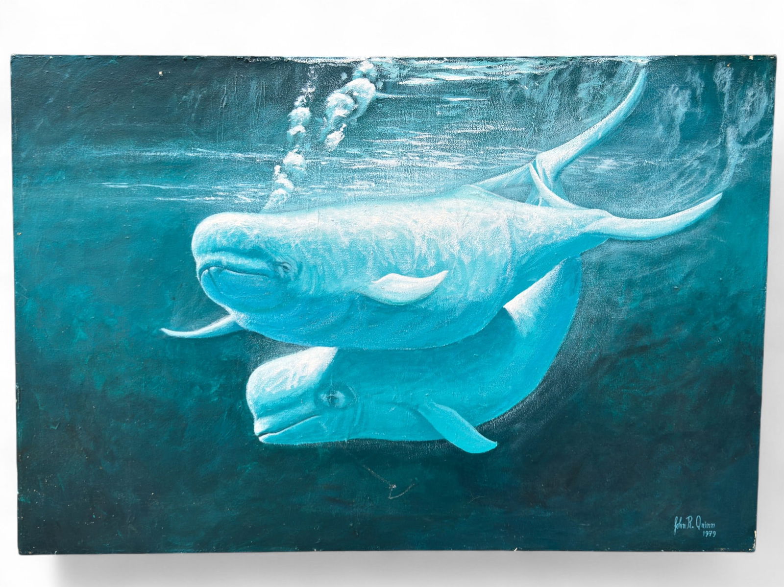 John R. Quinn "Beluga Whales" Large Oil on Canvas (1 of 9)