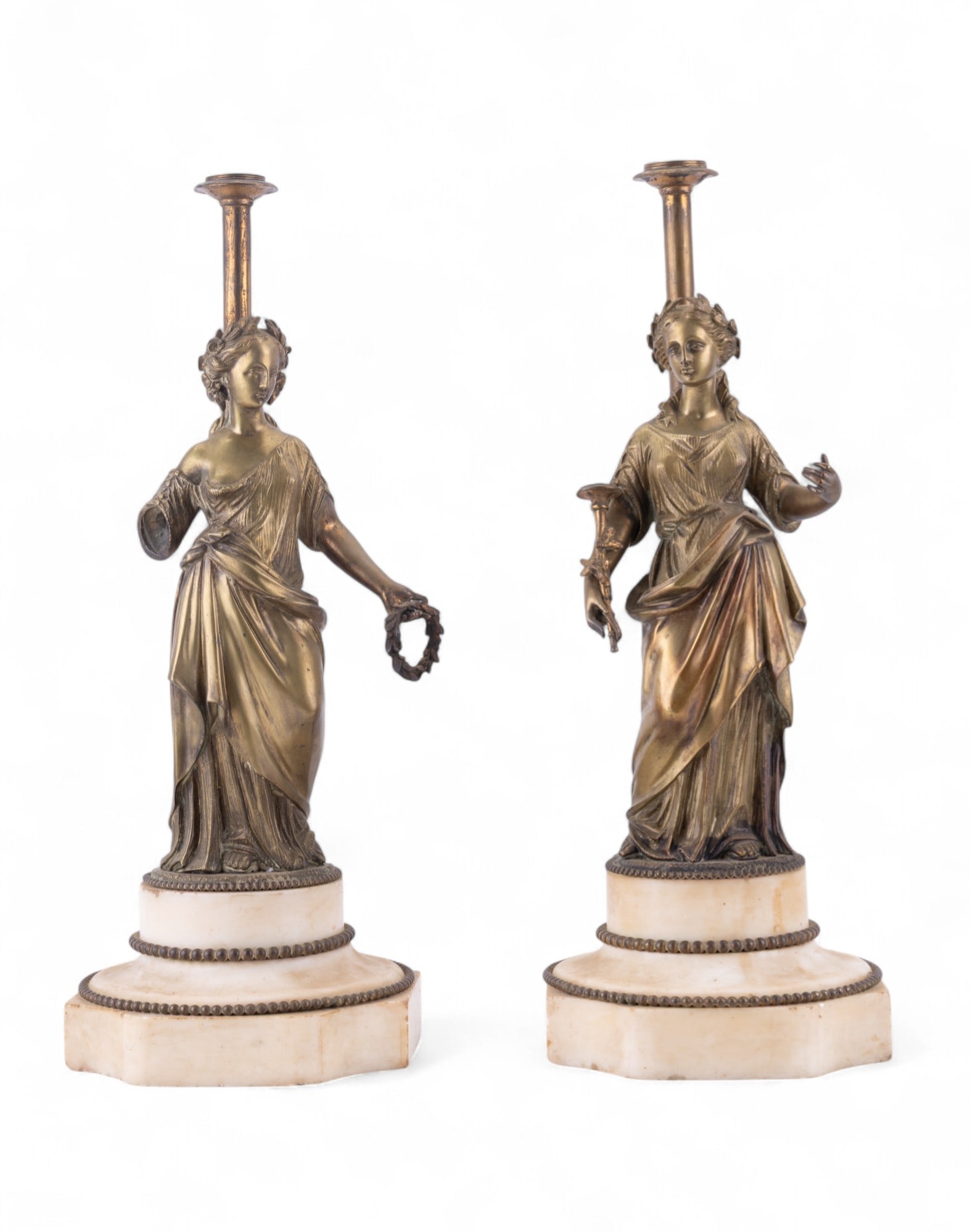 Antique Figural Bronze and Alabaster Bases (1 of 9)