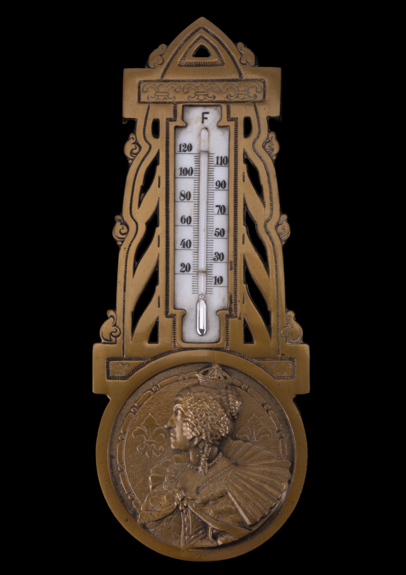 Antique Bronze Wall Thermometer (1 of 5)
