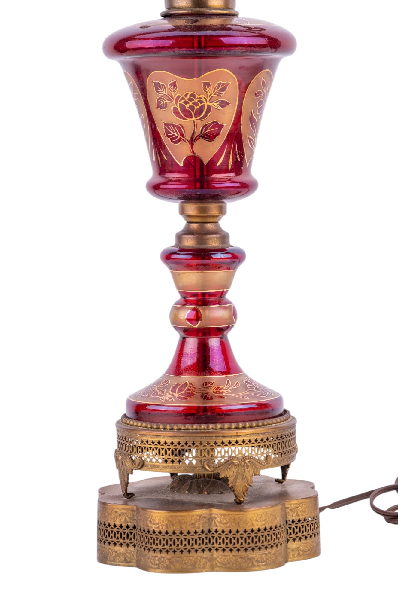 Vintage Bohemian Ruby Flash Glass Lamp (1 of 10)