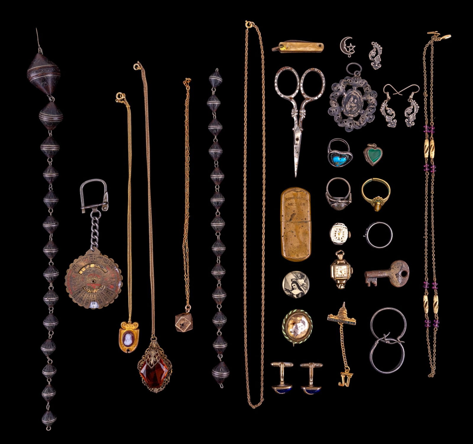Victorian Jewelry, Scissors, Beads, Watches, More (1 of 13)