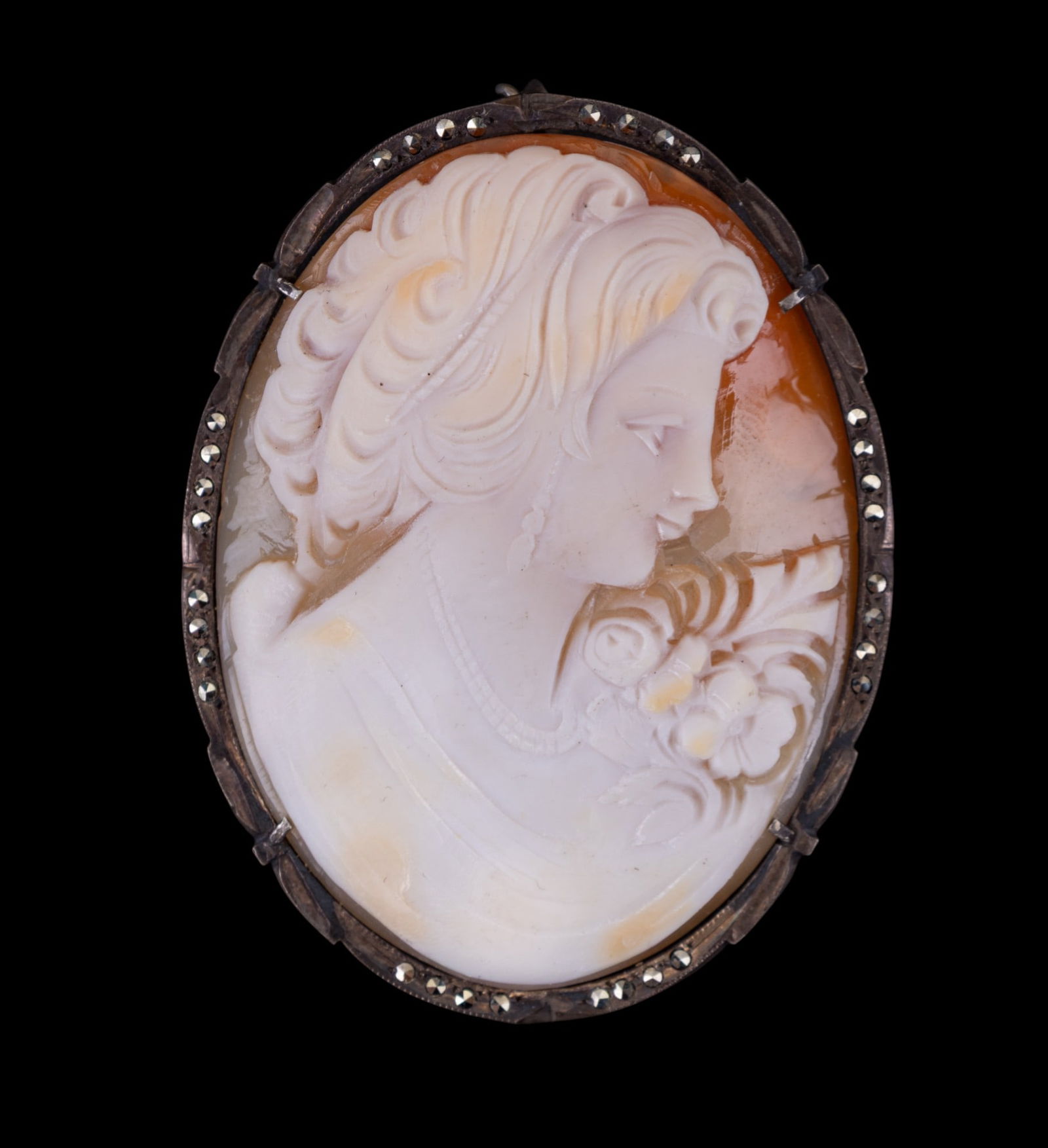 Carved Shell Cameo Brooch in Sterling Setting (1 of 3)