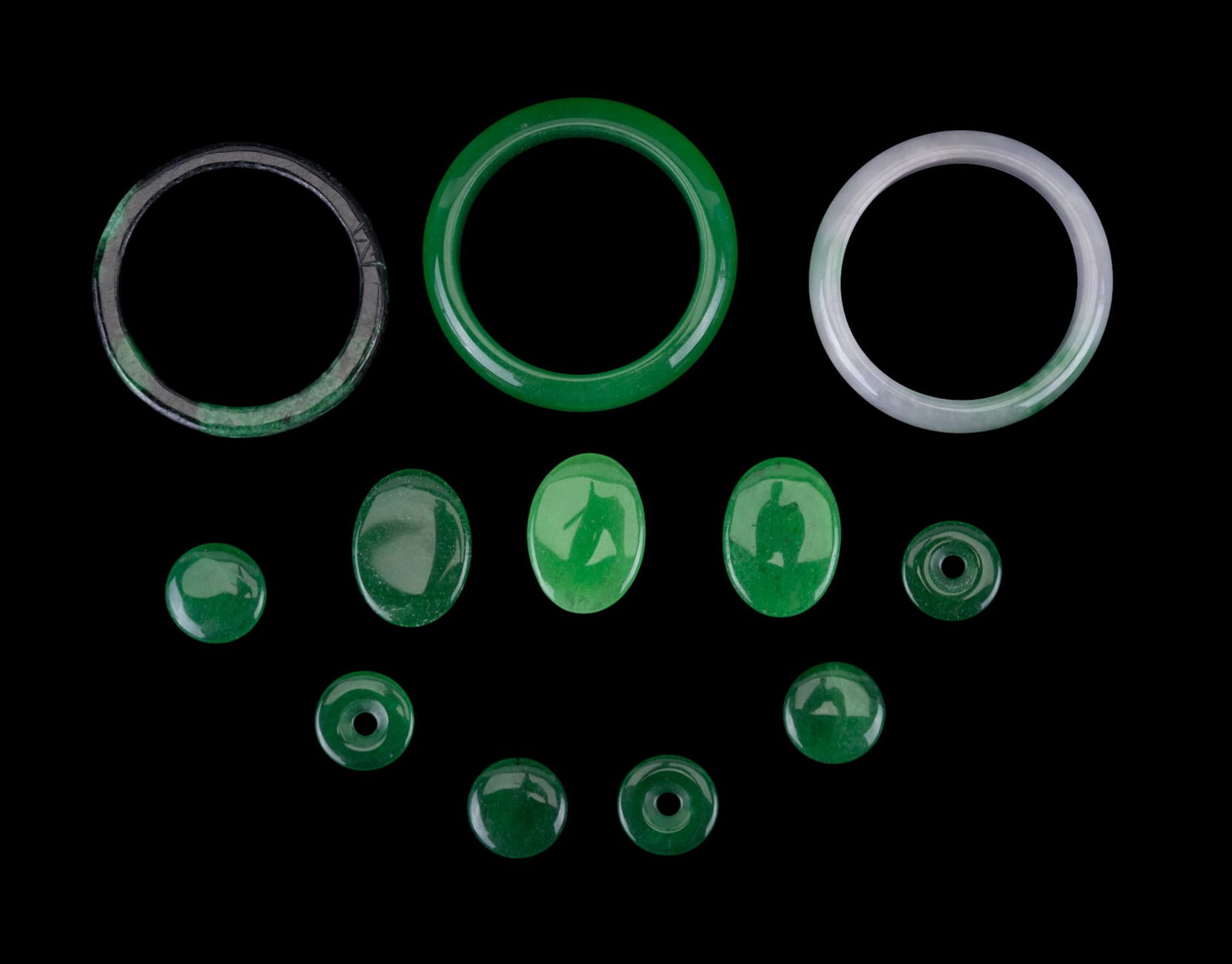 Carved and Polished Green Hardstone Bangles (1 of 4)