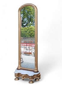 Victorian Tall Pier Mirror w/ Original Marble Base