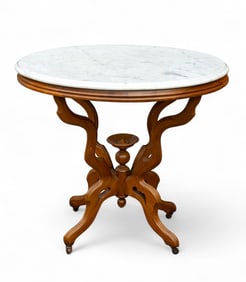 Victorian Marble Top Oval Table