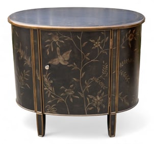 Asian Influence Black & Gold Painted Accent Table