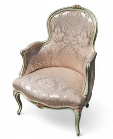 French Antique Floral Carved Louis XV Style Chair