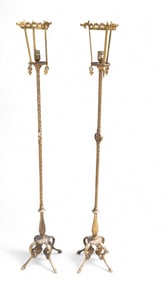 Victorian Brass Torchiere Floor Lamps (2)