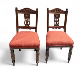 Pair of Victorian Carved Side Chairs
