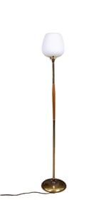 MC Brass & Teak Pole Floor Lamp