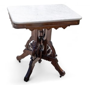 Victorian Marble Top Walnut Table