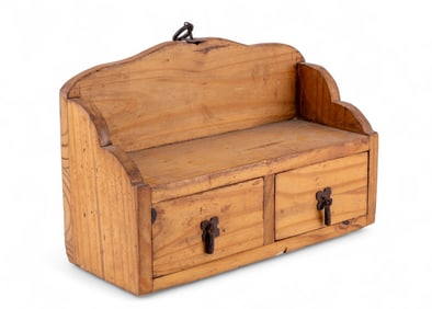 19th C Wooden Hanging Salt Box