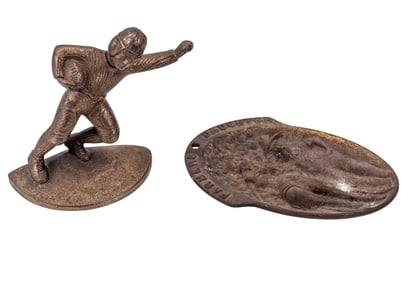 Cast Iron Football Player, Wall Plaque