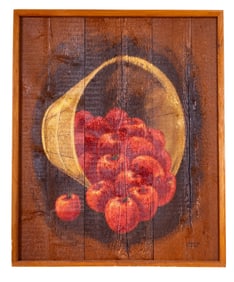 Langelier Painting on Wood "Apple Basket"