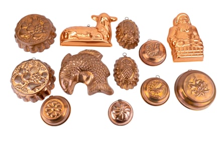 19/20C Copper Kitchen Molds (12)