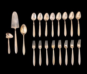 Vintage Brass Flatware Set w/ Wooden Box