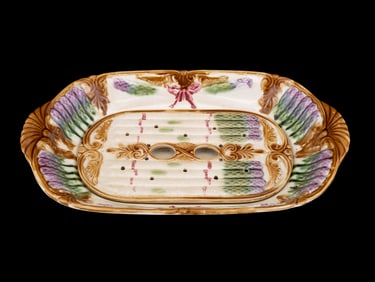 French Majolica Asparagus Serving Platter