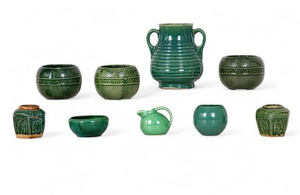 Green Majolica Pottery Vessels