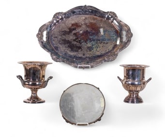 Victorian and Later Silverplate Trays, Buckets