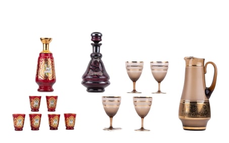Decanter, Pitcher, Shot Glasses