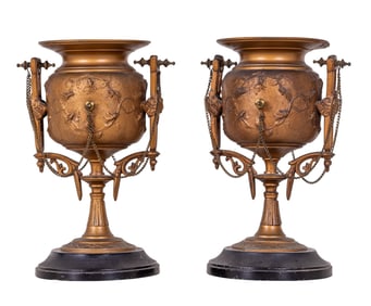 Antique Bronze Neoclassical Urns