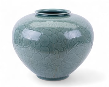 Large Korean Celadon Studio Pottery Vase