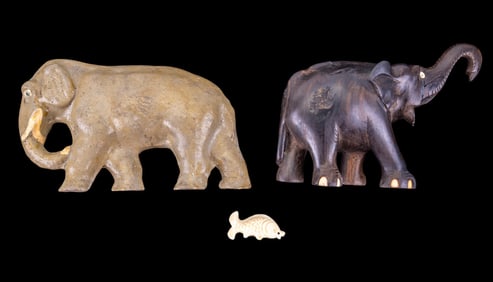 Elephant Figures & Carved Fish