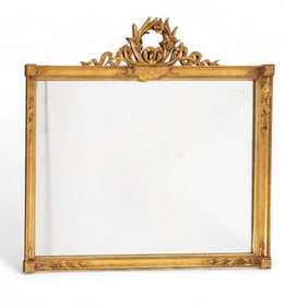 Early Gilt Wood Horizontal Mirror, Floral Swags