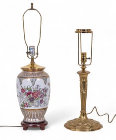 1920s Art Nouveau Lamp (EL 129) + Porcelain Lamp