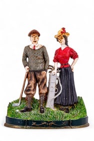 Antique-Style Golfer Figural Painted Doorstop