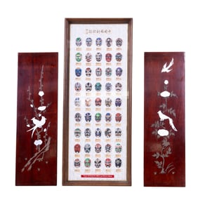 Chinese Opera Mini Mask Display, 2 Inlay Panels
