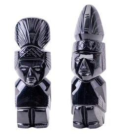 Carved Obsidian Aztec Idols