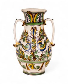 Romanian Pottery Amphora, Maker Signed, ~15"H