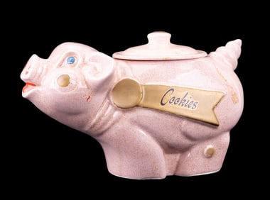 Pfaltzgraff Pink Pottery Figural Pig Cookie Jar
