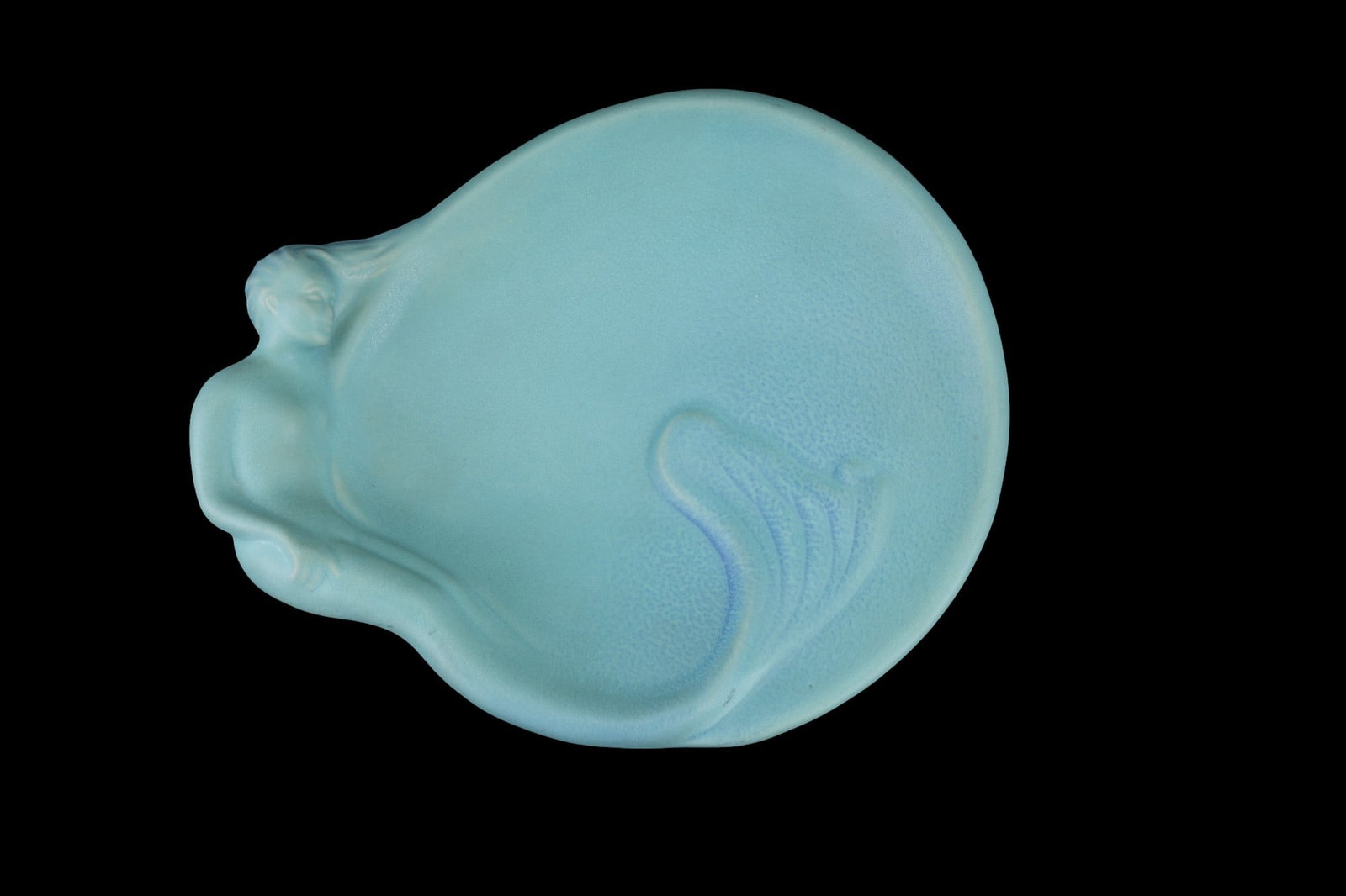 Turquoise Matte Art Pottery Mermaid Tray (1 of 4)