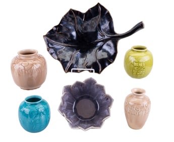 Rookwood Glazed Pottery, Leaf Bowl, Lotus Bowl