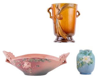 Roseville Compote, Vase, Flower Bud Vase (3 Pc.)