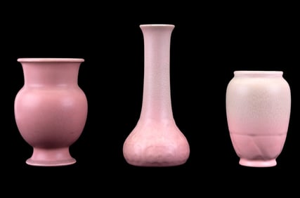 Rookwood Pink Pottery Art Vases (3 Pc.)