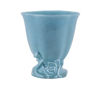 Rookwood Pottery Matte Blue Vase w/ Lotus, #2834