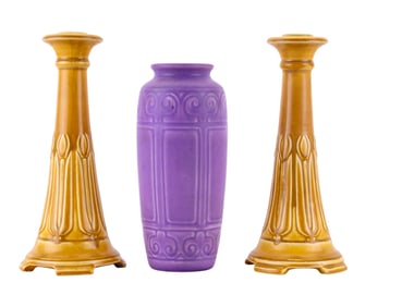 Rookwood Pottery Vase and Candlesticks