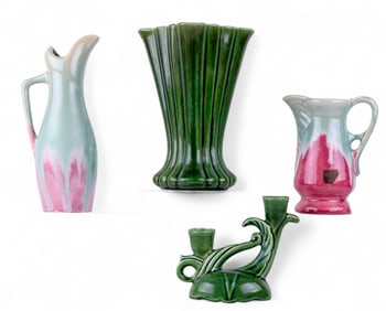 Camark Pottery Pitcher, Candleholder, & Vase