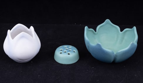 Van Briggle Lotus Flower Jardiniere and Frog