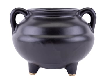 Roseville Pottery Black Glazed Cauldron