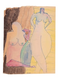 A. Baily Signed Expressionist Nude Watercolor