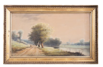 Signed W/c on Paper, English Rural Landscape