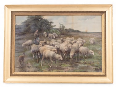 Framed Pastoral Print by C. Van Leemputten